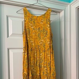 Sleeveless sunflower yellow floral dress